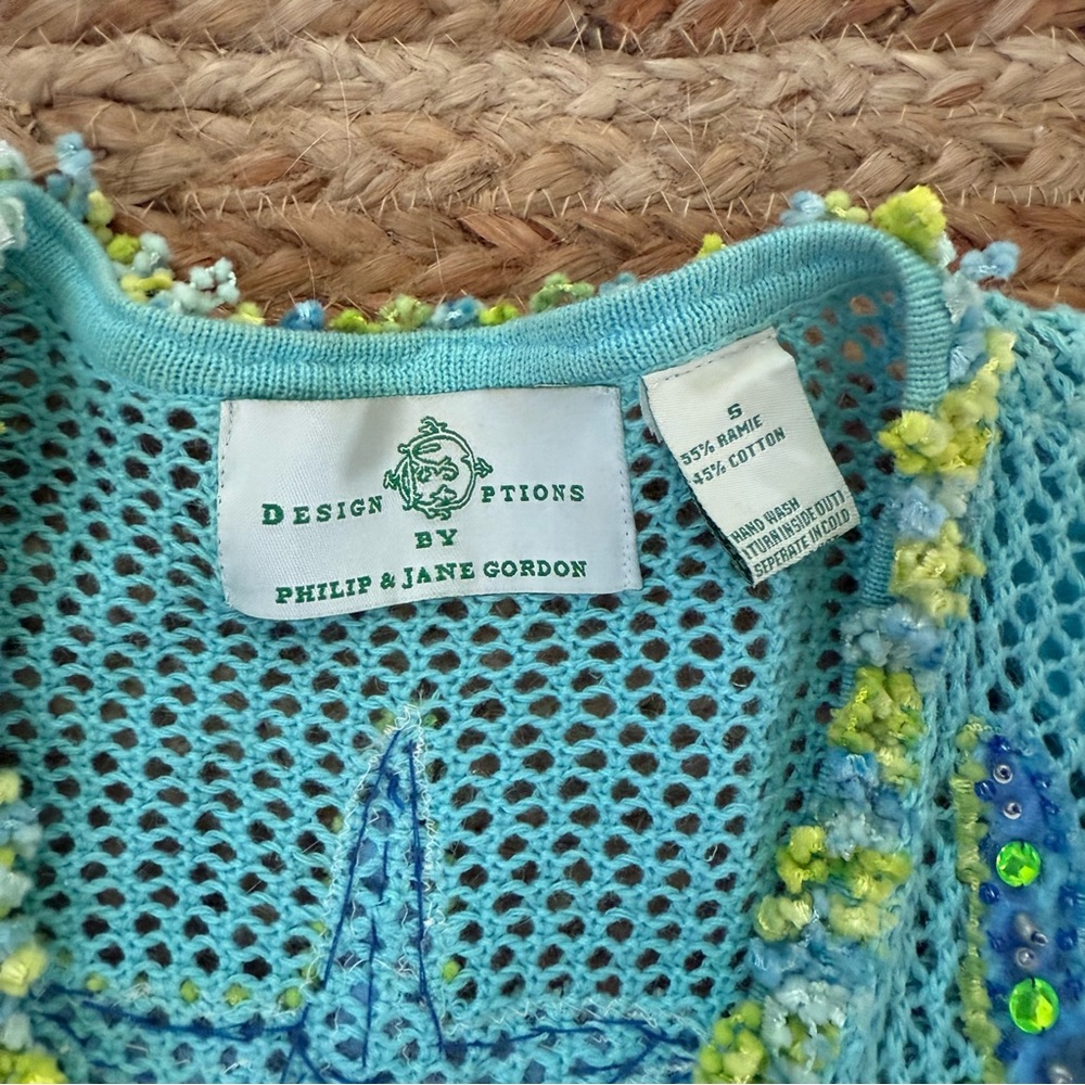 Design Options by Philip & Jane Gordon Size small Blue Beachy knit Sweater - Picture 3 of 8